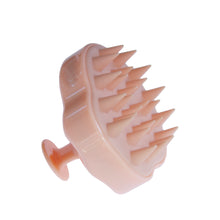 Load image into Gallery viewer, Scalp massager for hair growth and massaging scalp.  Reduces hair loss and stimulates hair follicles. Peach color. Use wet or dry. Flexible soft massagers are very flexible for maximum massage and good for sensitive scalps!