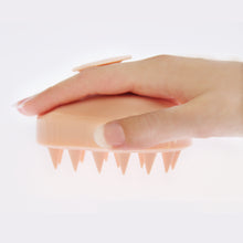 Load image into Gallery viewer, Scalp massager for hair growth and massaging scalp.  Reduces hair loss and stimulates hair follicles. Peach color. Use wet or dry. Flexible soft massagers are very flexible for maximum massage and good for sensitive scalps!