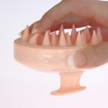 Load image into Gallery viewer, Scalp massager for hair growth and massaging scalp.  Reduces hair loss and stimulates hair follicles. Peach color. Use wet or dry. Flexible soft massagers are very flexible for maximum massage and good for sensitive scalps!
